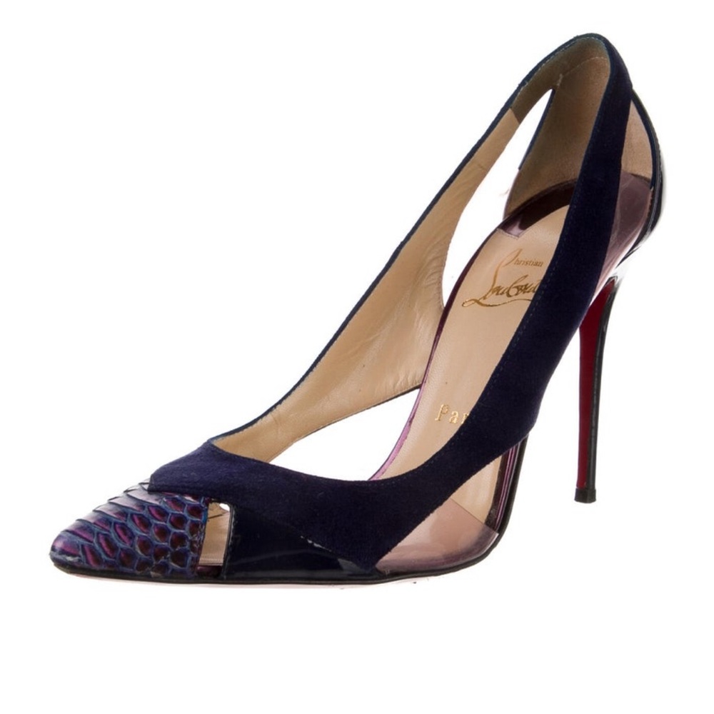 Christian Louboutin suede slingback pumps ￼